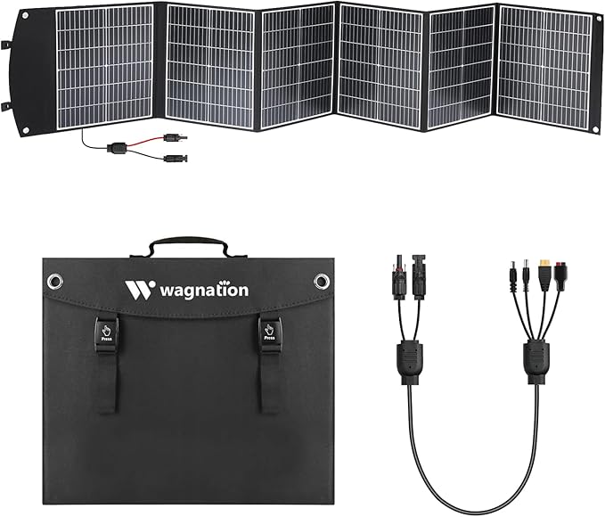 200 Watt Portable Solar Panel, Foldable Solar Panel Charger with Kickstands, QC3.0 USB-A USB-C &
