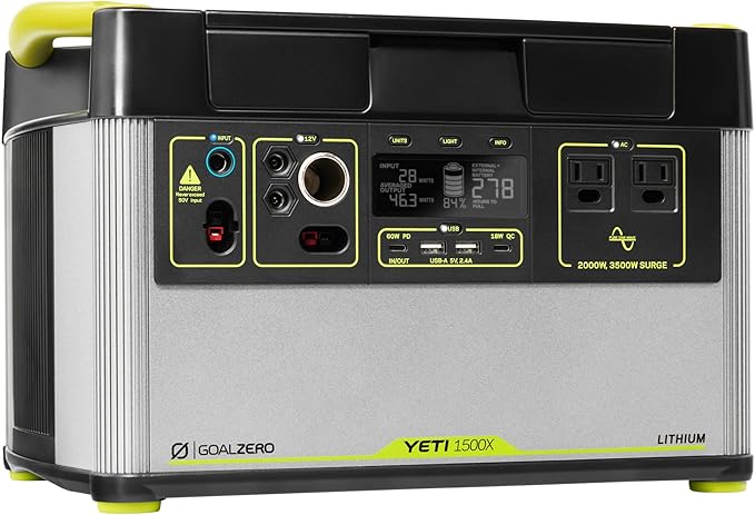 Goal Zero Yeti Portable Power Station - Yeti 1500X w/ 1,516 Watt Hours Battery Capacity, USB Ports