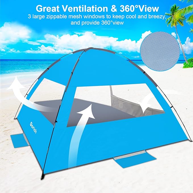 Gorich Beach Tent Sun Shelter for 3/4-5/6-7/8-10 Person with UPF 50ï¼?UV Protection, Lightweight &