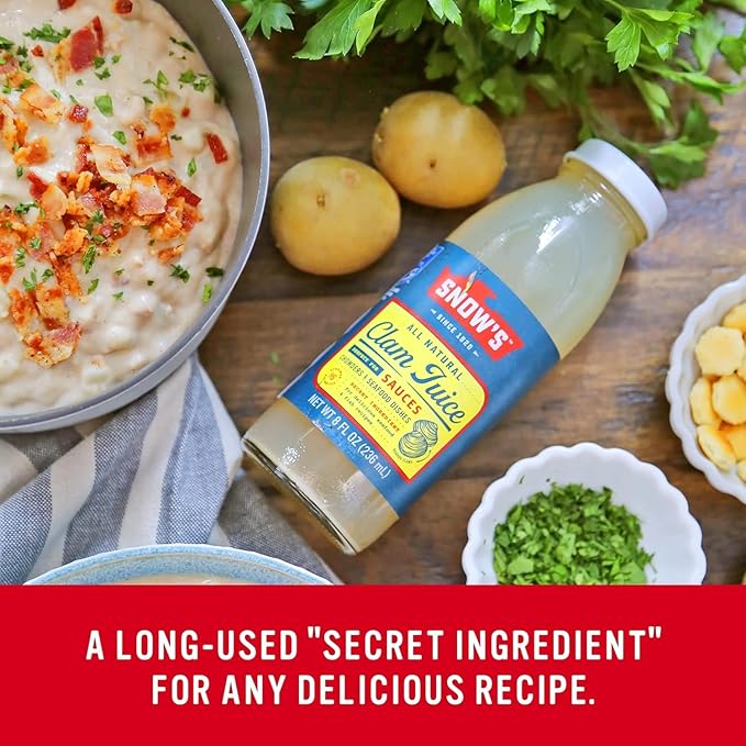 Snow's All Natural Clam Juice, 8 Fluid oz Bottle (Pack of 12) - Gluten Free, Keto Friendly - Great