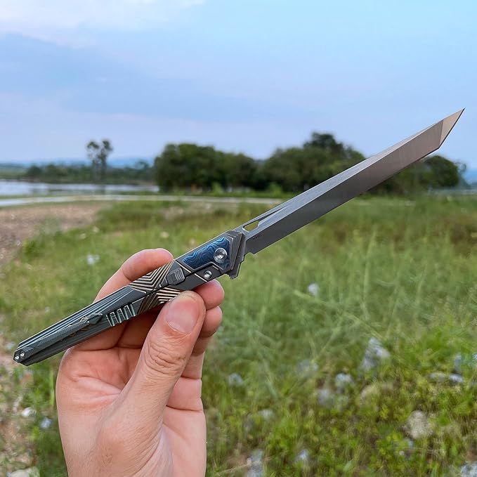 Folding Pocket Knife M390 steel folding knife with Front Flipper Opener,TC4 titanium handle with