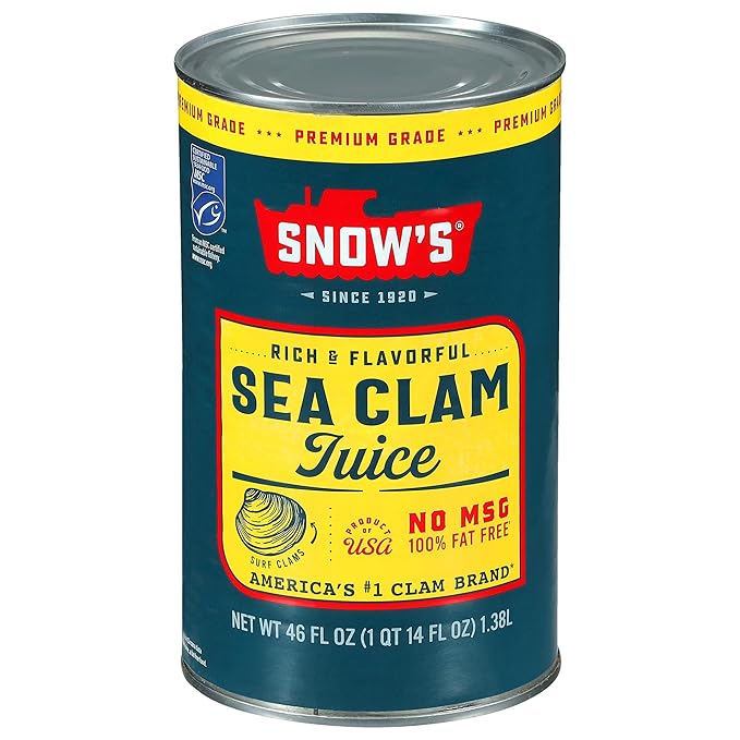 Snow's Sea Clam Juice, 46 oz Can - Premium Grade Rich & Flavorful Clam Juice from Wild Caught Surf