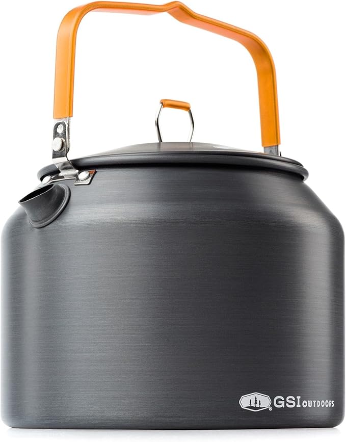 GSI Outdoors Halulite Tea Kettle, Ultralight Aluminum Camping Kettle, Durable, Fast-Boil for