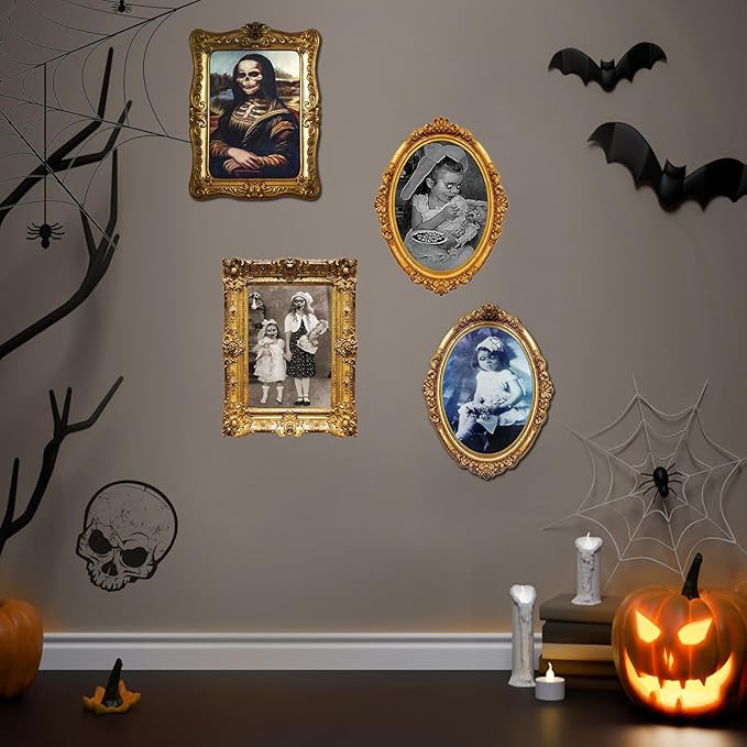 ECGER Halloween Decorations Indoor, Haunted Scary Decor - 3D Changing Face Pictures, Vintage Moving