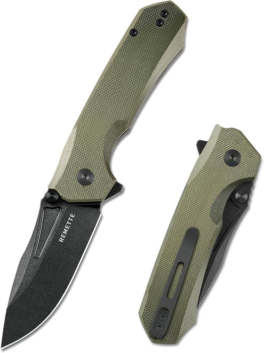 EDC Pocket Knife Rhino,3" D2 Steel Blade Durable G10 Handle, Folding Pocket Knives with Reversible