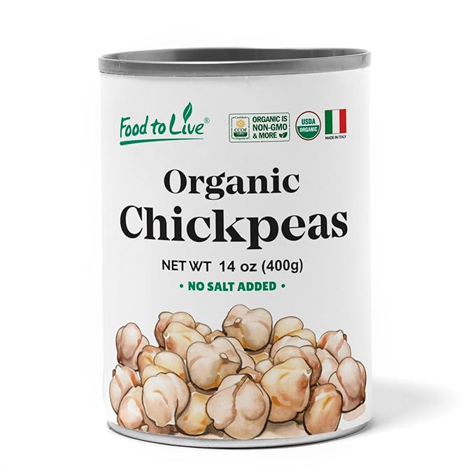 Food to Live Organic Canned Chickpeas, 14 oz (Pack of 1) - Unsalted Non-GMO Garbanzo Beans. Vegan.