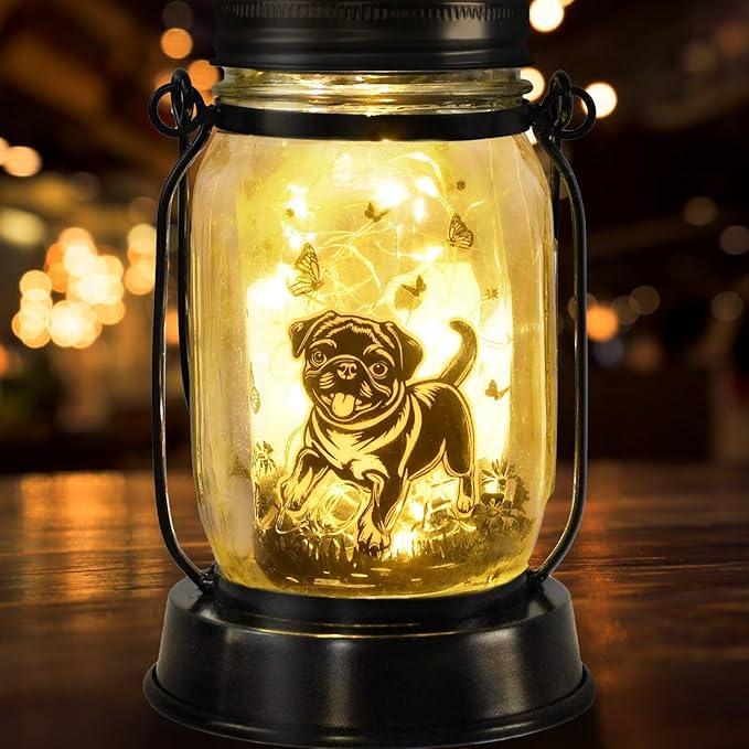 kyoryuger Pug Dog Gifts for Women/Men Pug Dog Solar Lanterns Mom Birthday Gift Pet Loss Lantern Pet