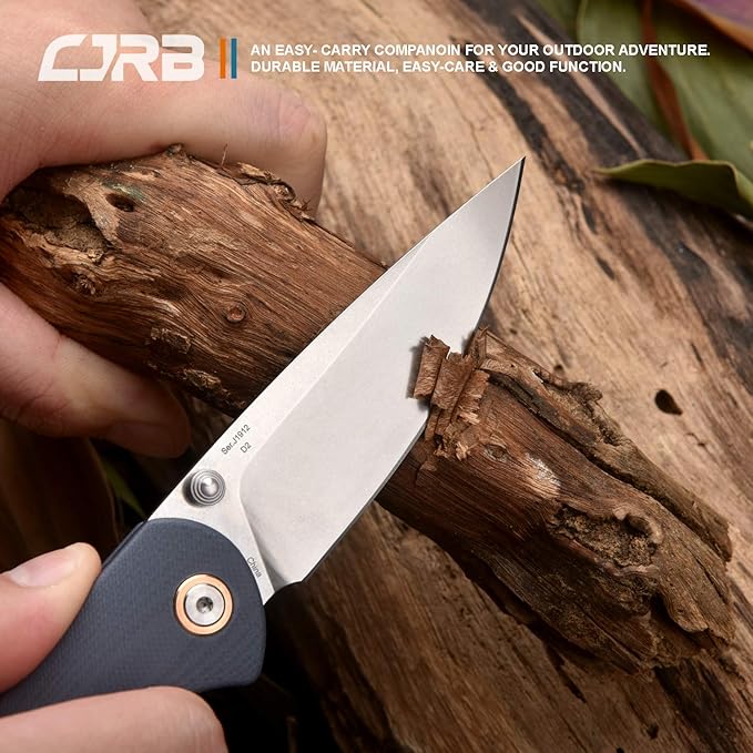 CJRB Folding Knife Feldspar Pocket Folding Knife Stonewash D2 Steel Blade G10 Tactical Handle EDC