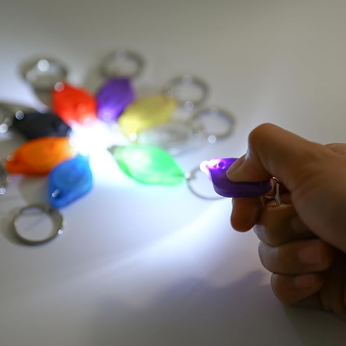 9PCS Mini Small LED Keychain Ring Flashlight, White Rows Ultra High Bright Tiny Micro UV Lighting