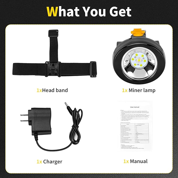 Rechargeable LED Mining Headlamp, Waterproof & Explosion-Proof Miner Light, High Brightness Cap