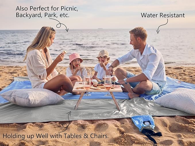 WEKAPO Beach Blanket Sandproof Waterproof, Extra Large Beach Mat, Oversized & Compact Sand Free Mat