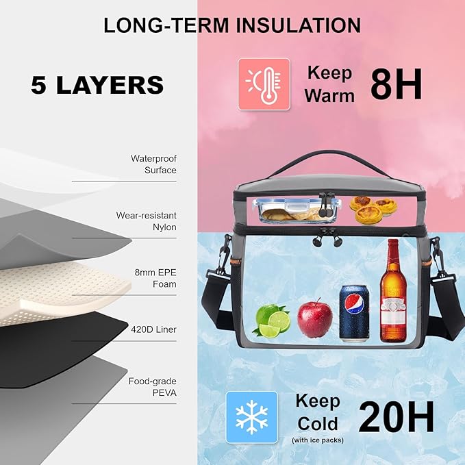 EVERFUN Small Cooler Lunch Box Mini Leak-Proof Soft Double Deck 24 Can Personal Insulated
