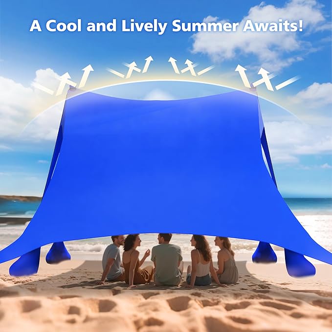 2PM SPORTS Beach Tent Canopy with UPF50+ UV Protection, Outdoor Large Beach Sun Shade Shelter for