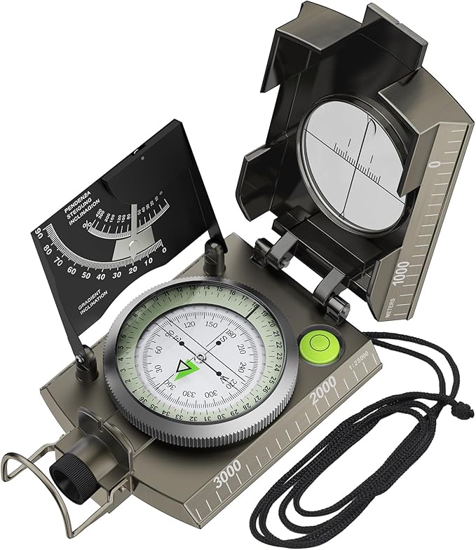 Proster IP65 Compass Hiking Survival - Lensatic Sighting Compass for Camping Navigation, Compass