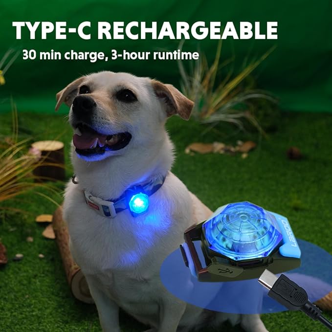 LaRoo Dog Lights for Night Walking,USB-C Rechargeable Dog Lights,Only 13g for Small Dogs,3 Modes