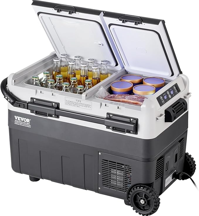VEVOR Portable Car Refrigerator, 12 Volt Car Refrigerator Fridge, 50Liter(52.8qt) Dual Zone