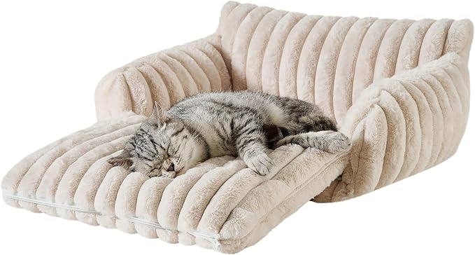 Hollypet Cat Bed Fluffy Plush Mutifuctional Double-Layer Soft Pet Couch Orthopedic Sofa Nest Beds