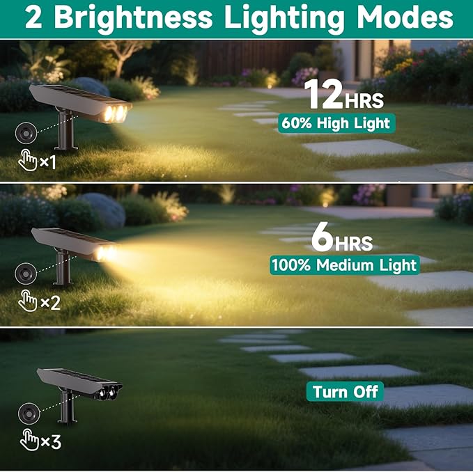 Solar Lights Outdoor Waterproof: 2 IN 1 Solar Spot Lights with 2 Lighting Modes & PC Light Guide