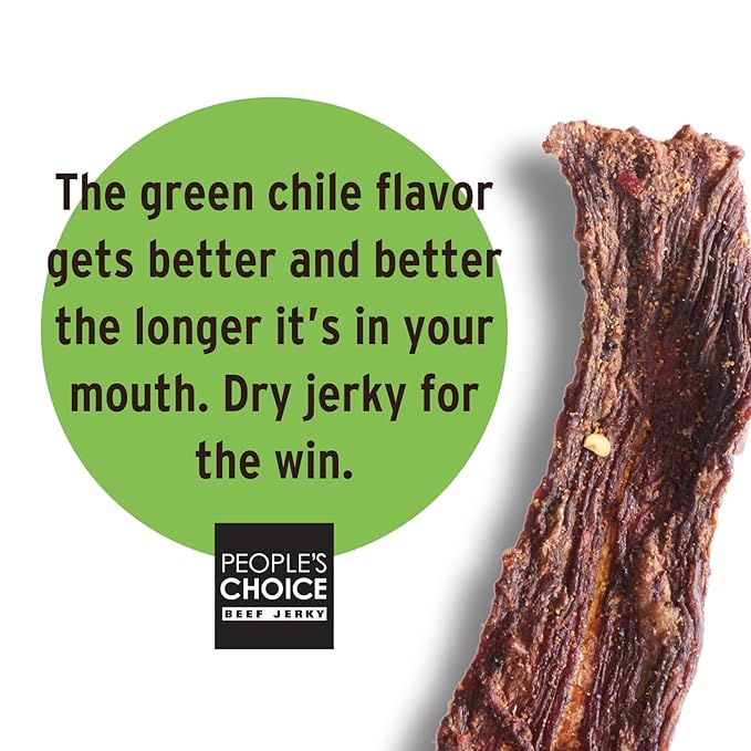 People’s Choice Beef Jerky – Carne Seca – Hatch Green Chile – 13g Protein – Sugar Free, Zero Carb
