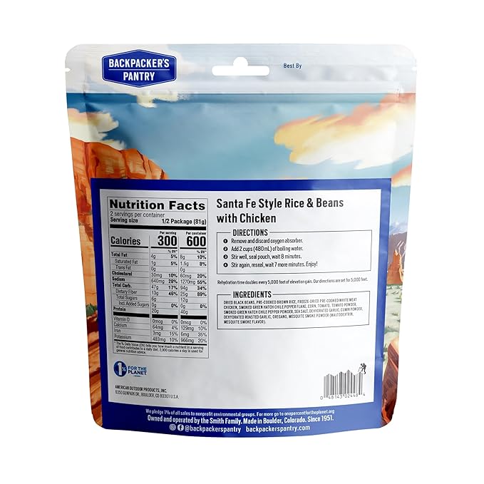 Backpacker's Pantry Santa Fe Rice & Beans with Chicken | Freeze Dried Backpacking & Camping Food, 1