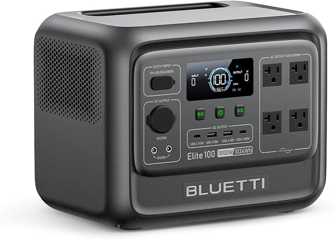 BLUETTI Elite 100 V2 Portable Power Station (2025 New), 1024Wh LiFePO4 Battery Backup w/ 4 1800W AC