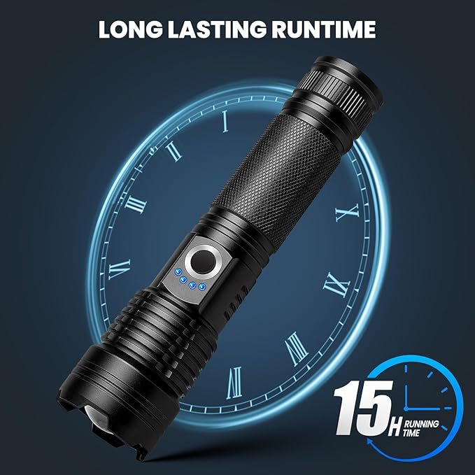 Flashlight Rechargeable 90,000 High Lumens - 3 Pack Bright LED Flash Light with 5 Modes, Handheld
