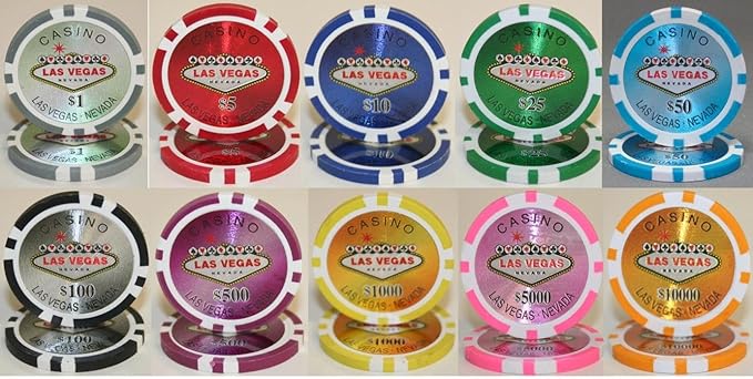 Casino Style Las Vegas Sign Design 14gm Poker Chip Sample Set - 10 New Chips!