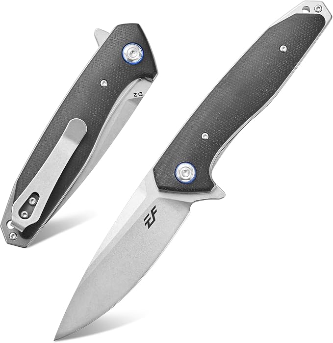 Eafengrow EF972 Folding Knife, D2 Steel Blade Micarta Handle Pocket Knife Folder for Outdoor