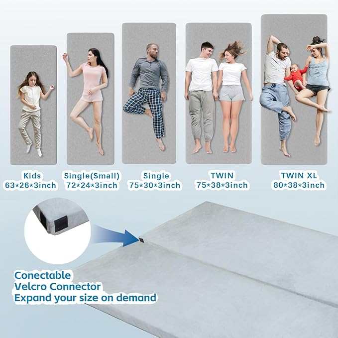 KingChii CertiPUR-US Memory Foam Camping Mattress, Portable Roll Up Travel Car Camping Mattress