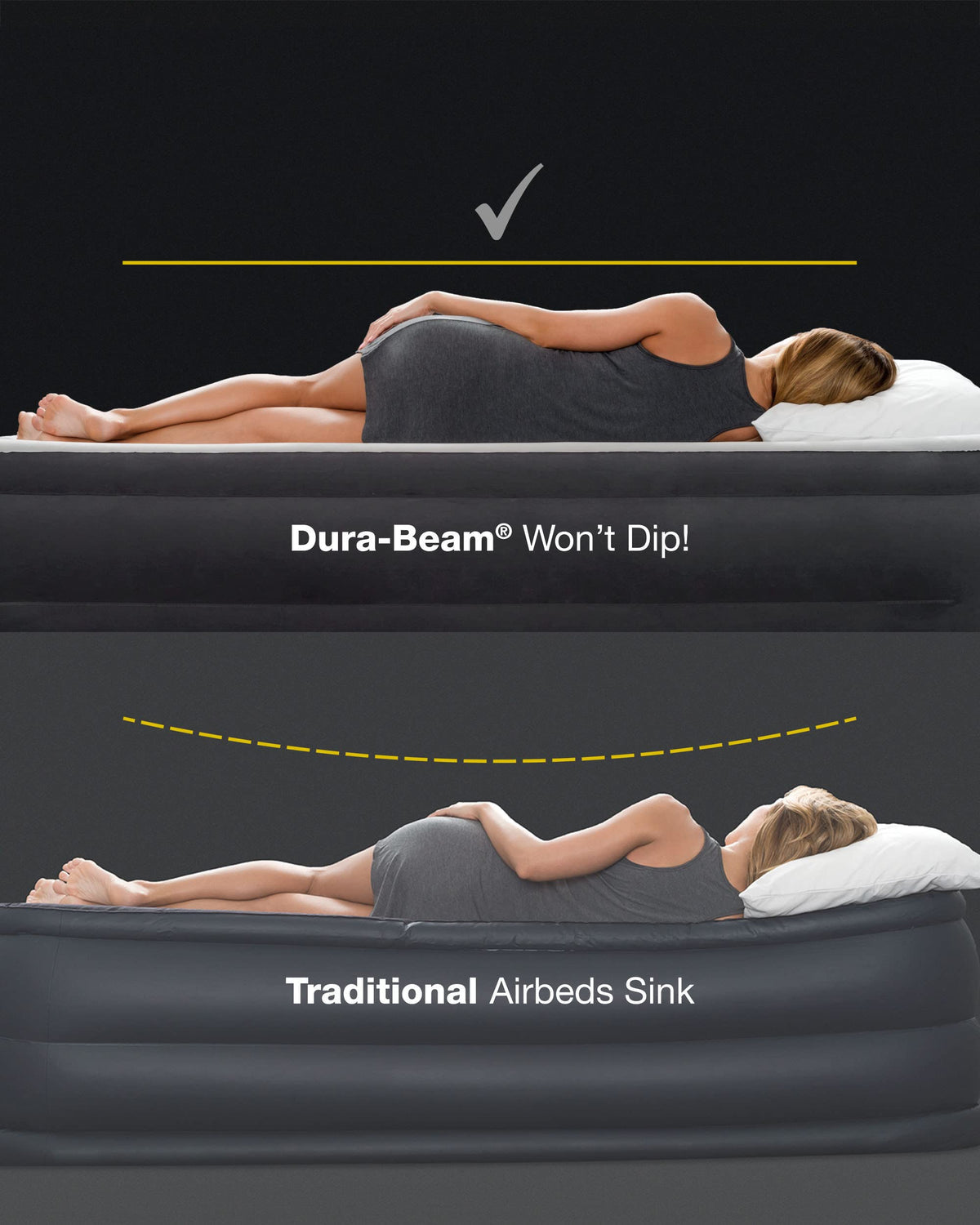 Intex 64758E Dura-Beam Standard Downy Air Mattress: Fiber-Tech, Full Size, 10in Bed Height, 600lb