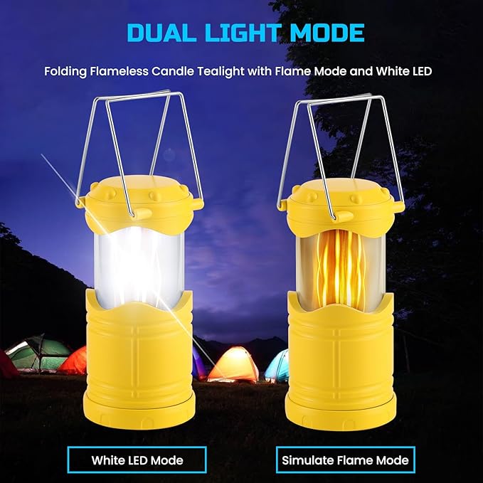 Lichamp 4 Pack LED Camping Lanterns, Collapsible Flameless Candles Tea Lights, Portable Battery