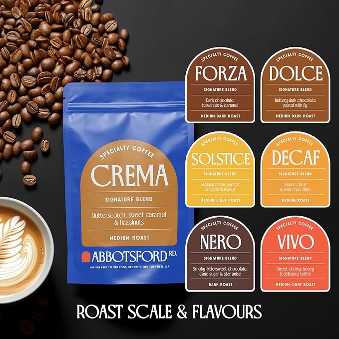 Crema Coffee Whole Bean, Specialty Coffee, Arabica Medium Roast Coffee Beans, Signature Blend with