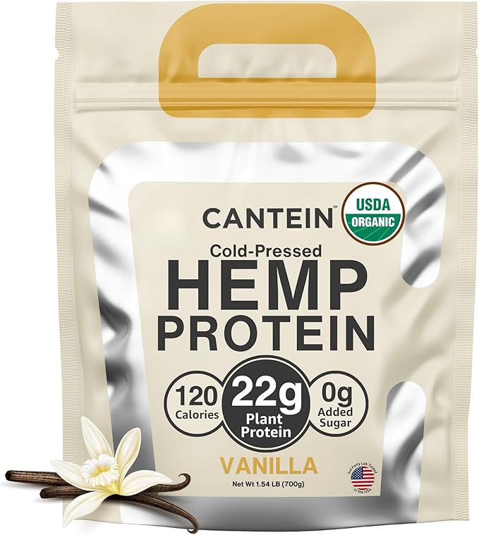 Organic Hemp Protein Powder, Plant Based and Vegan Protein Shake, Lactose and Dairy Free, Gluten