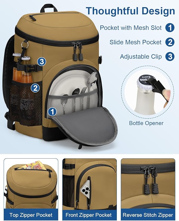 Cooler Backpack Insulated Waterproof,30 Cans Backpack Coolers Leakproof Lunch Backpack for Men