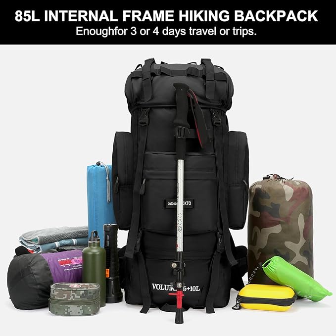 85L Lightweight Internal Frame Hiking Backpack for Men Women, Waterproof Travel Camping Backpack