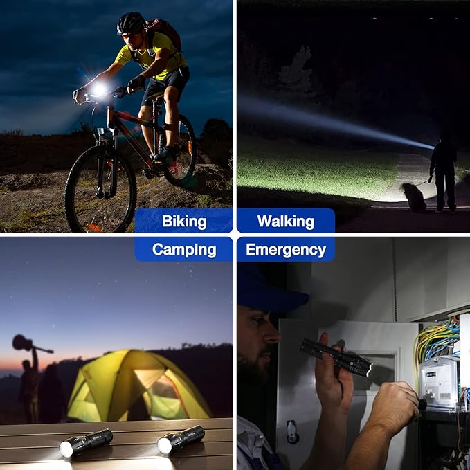 RECHOO 2 Pack LED Flashlights High Lumens - 5 Modes, Zoomable, Waterproof & Super Bright Tactical