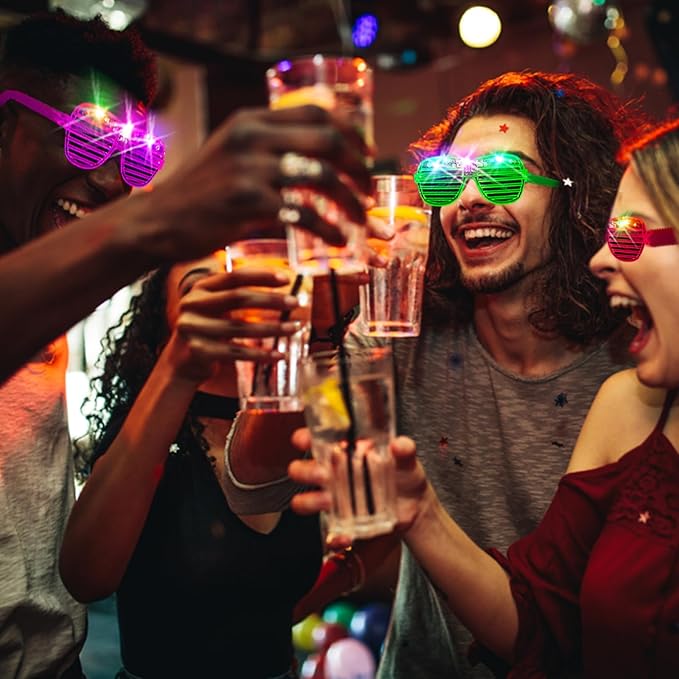 75PCS LED Glasses, Light Up Glasses, 5 Colors party glasses with 3 Light Modes, Glow in The Dark