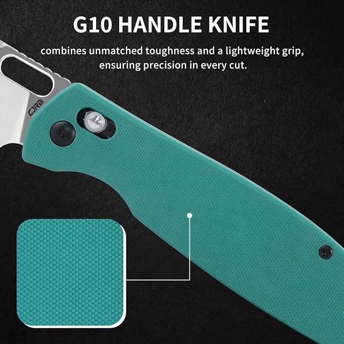 CJRB Prado Pocket Knife 3.76" AR-RPM9 Sand Polish Steel Blade G10 Handle Crossbar Lock Folding