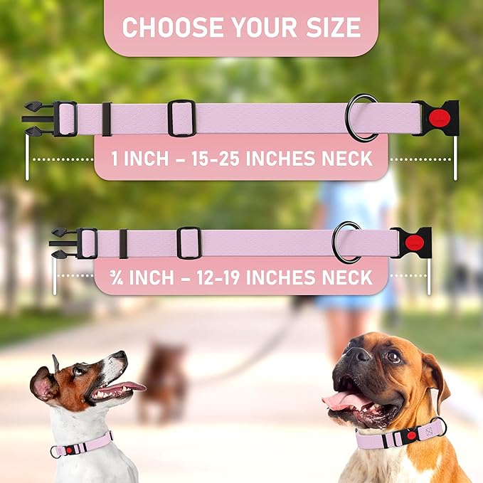Adjustable Dog Collar with QR Code Dog Tag ID Attached - Made in USA - Honeycomb Waterproof Heavy