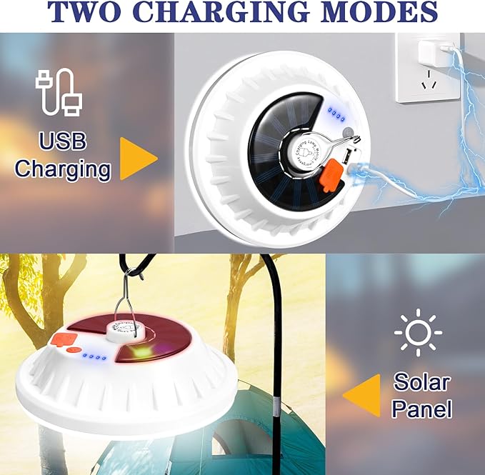 Solar Camping Light with Remote 6000LM, Rechargeable Hanging Light Portable LED for Home, Tent