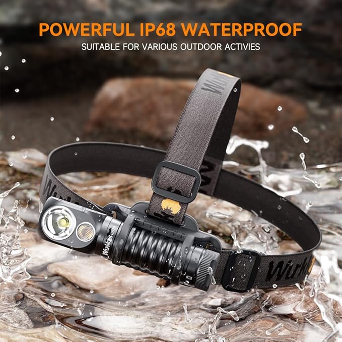 Wurkkos HD20 Rechargeable Headlamp Flashlight, Spotlight&Floodlight 90CRI 5000K Rechargeable