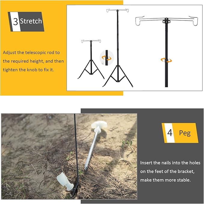 OMUKY Telescopic Lantern Stand with Base Outdoor Camping Lamp Stand Pole Adjustable Lantern Pole