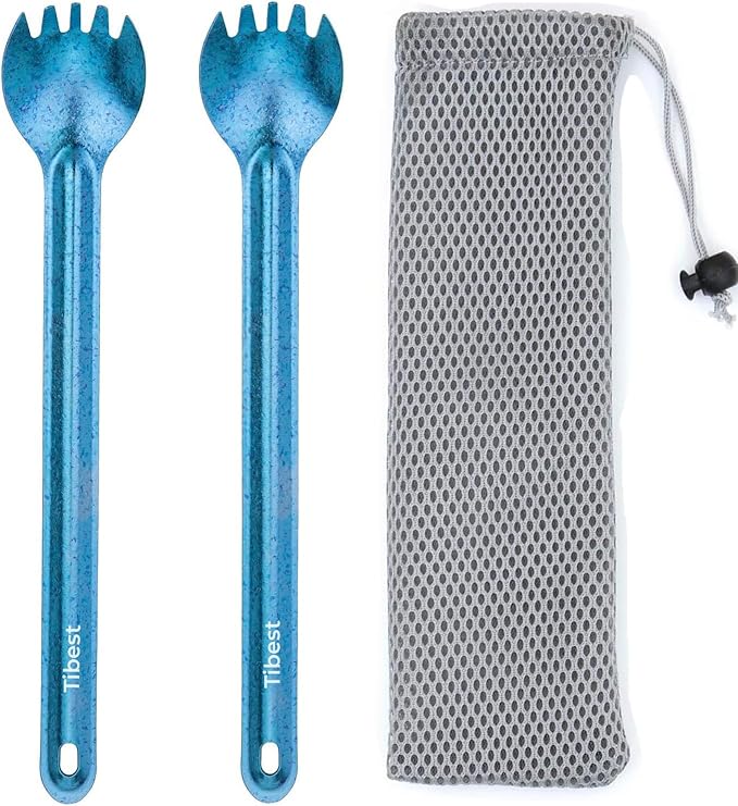Titanium Spork, 8.7" Long Handle, Backpacking Spork and Spoon, Ultra Lightweight Camping Utensil