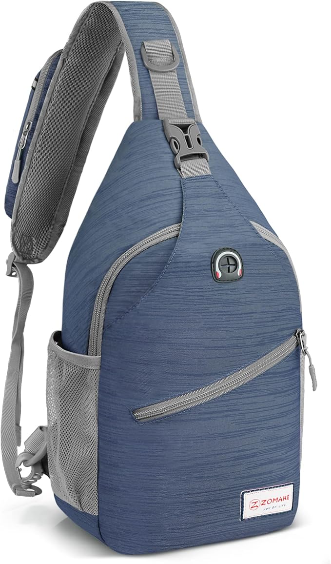 ZOMAKE Sling Bag,Small Crossbody Sling Backpack,Water Resistant Shoulder Daypack for Travel,Anti