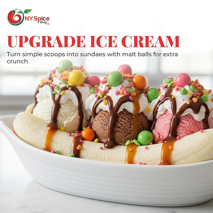 NY Spice Shop Ice Cream Sundae Chocolate Malt Balls Party Decorations - 3 Pound Malted Milk Ball