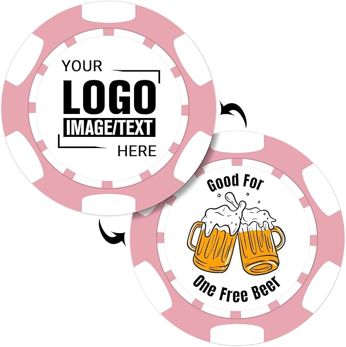 Custom Poker Chips 50 Pcs, Personalized Full Color Chips with Your Logo, Text, or Design, 11.5g