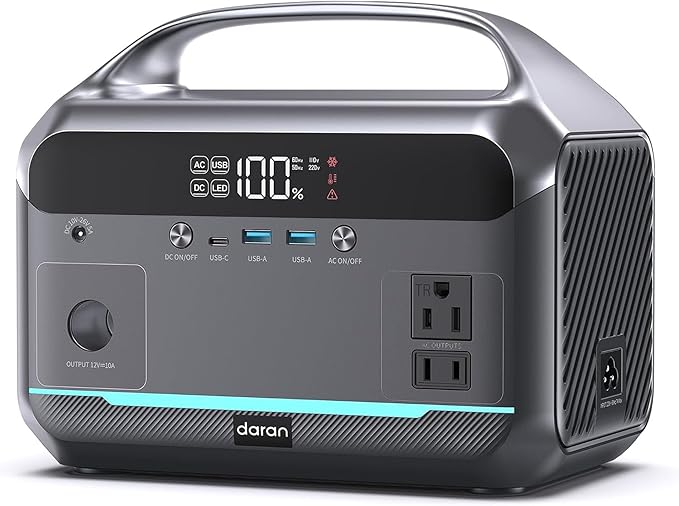 Portable Power Station 600W Surge, 288Wh (90,000mAh) LiFeP04 Battery, Solar Generator with 350W AC