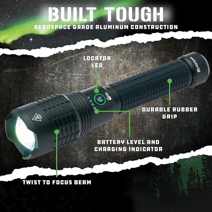 LitezAll Kodiak Kiran 10,000 Lumen Tactical Flashlight, Ultra Bright Rechargeable LED Flashlight