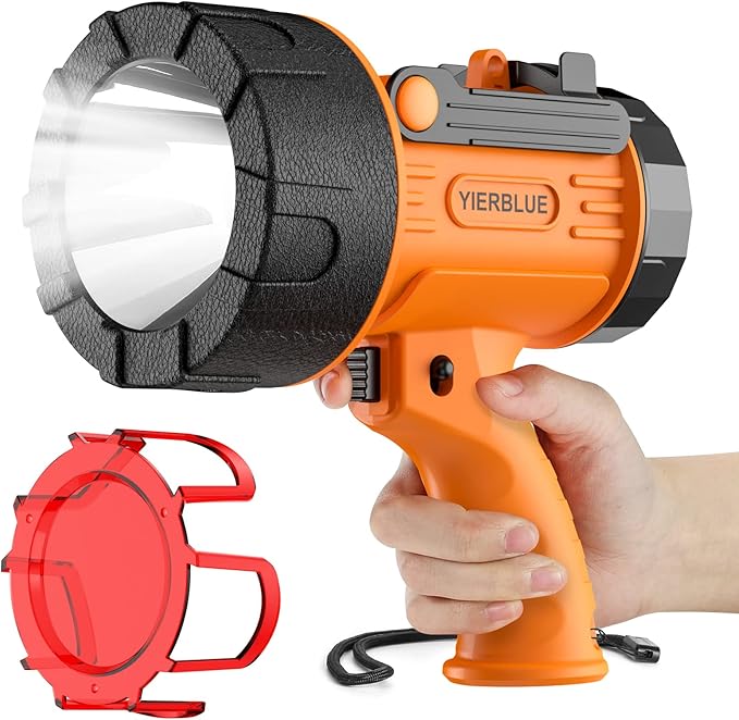 YIERBLUE Rechargeable Spotligh with 1000,000 Lumen LED, Handheld Rechargeable Spotlight IP67