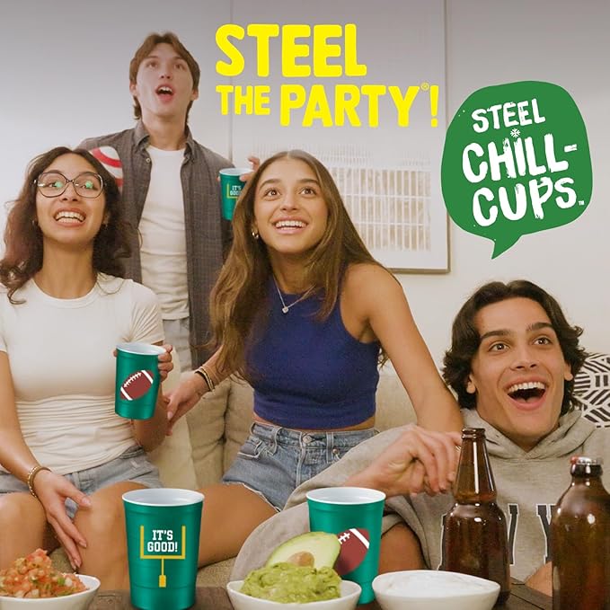 16 oz. Party Cup Football 'It's Good' Goal Post Design for Cold Drinks, Durable, Disposable